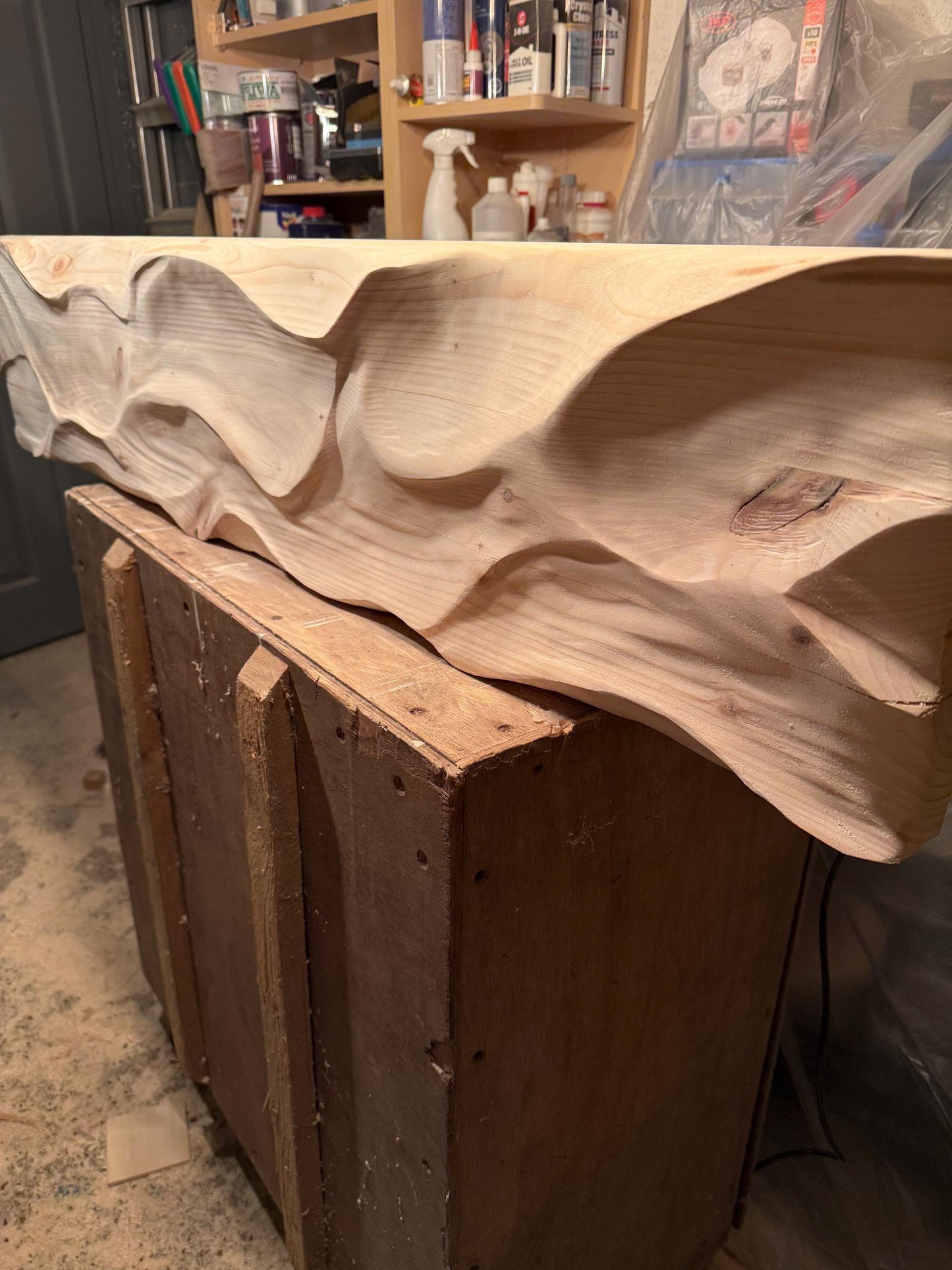 Hand-Carved Reclaimed Wood Pendant Light Rustic farmhouse modern home