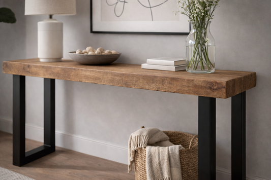 Handmade Reclaimed Wood Console Table – Rustic Farmhouse Hallway Table