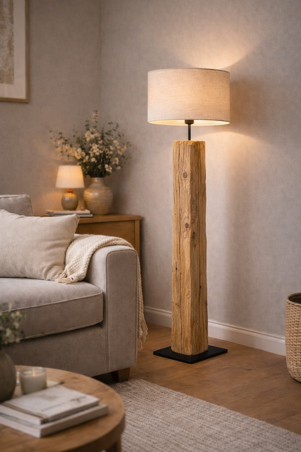 Handmade Reclaimed Wood Floor Lamp | One-of-a-Kind Sleeper Lamp | Rustic & Sculptural Standing Light