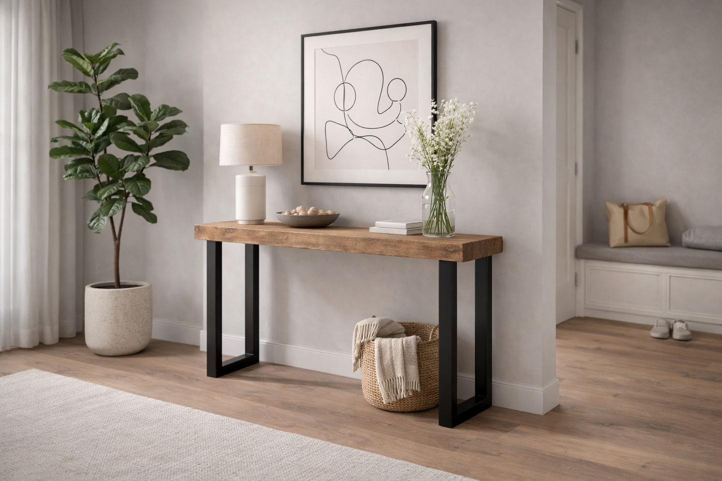 Handmade Reclaimed Wood Console Table – Rustic Farmhouse Hallway Table
