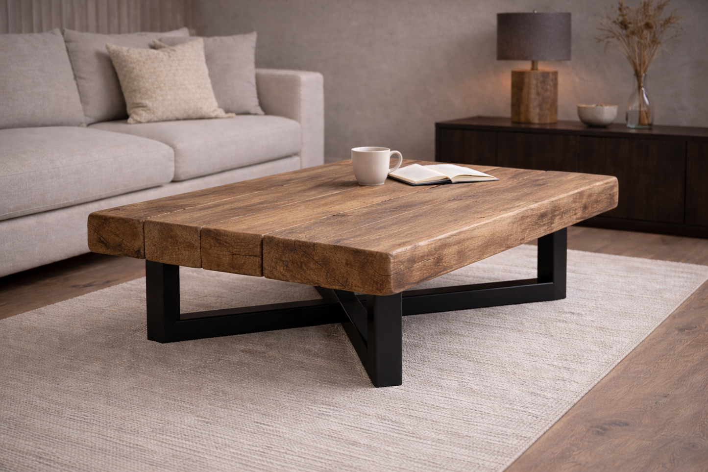 Handcrafted Solid Oak Coffee Table – Oak Beam Design