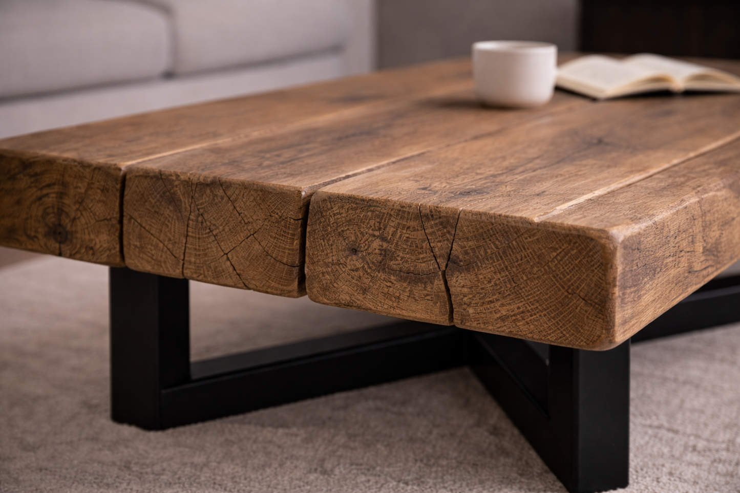 Handcrafted Solid Oak Coffee Table – Oak Beam Design