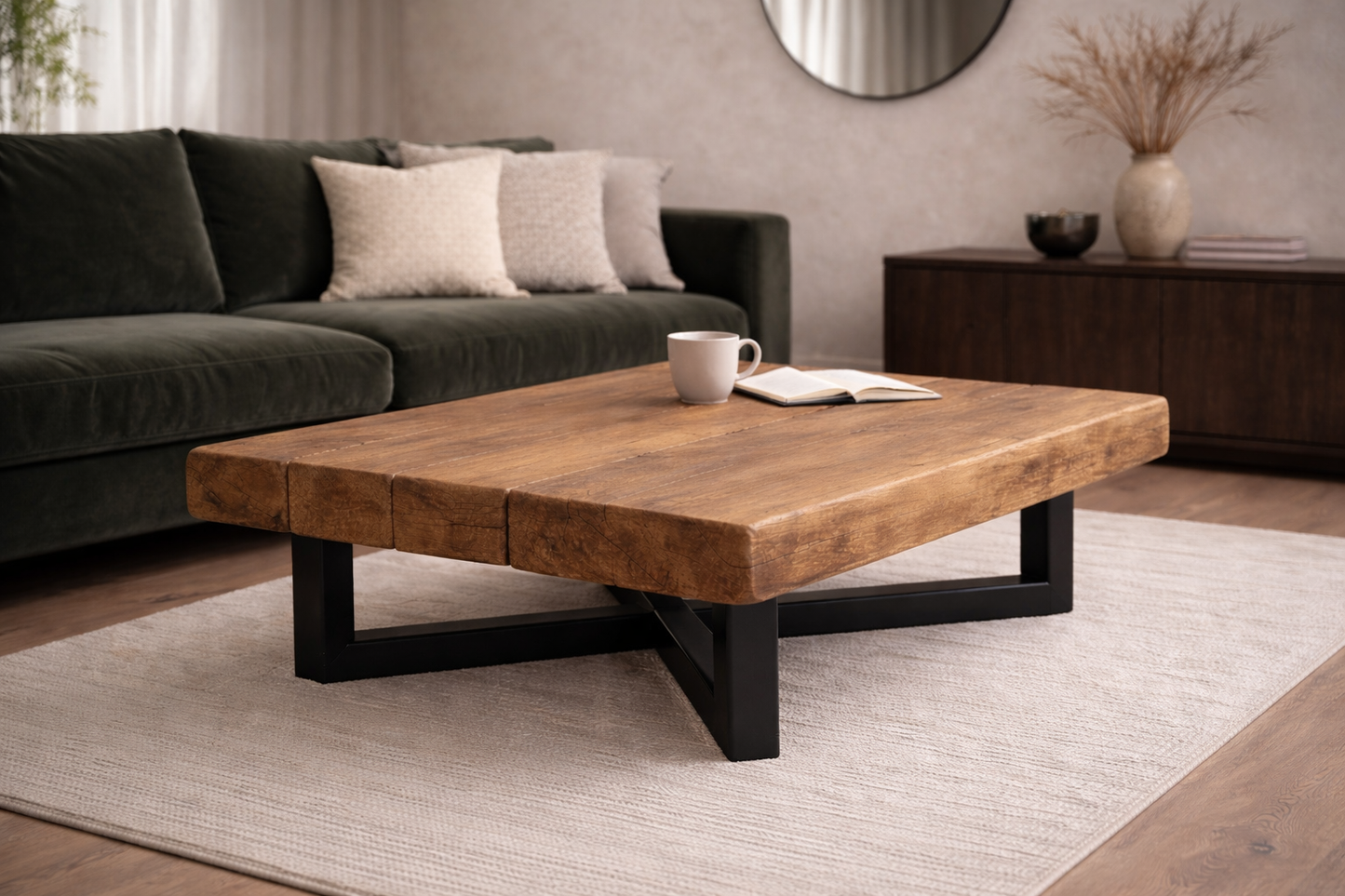 Handcrafted Solid Oak Coffee Table – Oak Beam Design