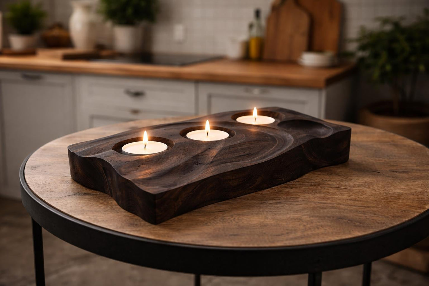 Hand Carved Wooden Tealight Holder – Natural wood – Thoughtful Gift for Home & Interiors