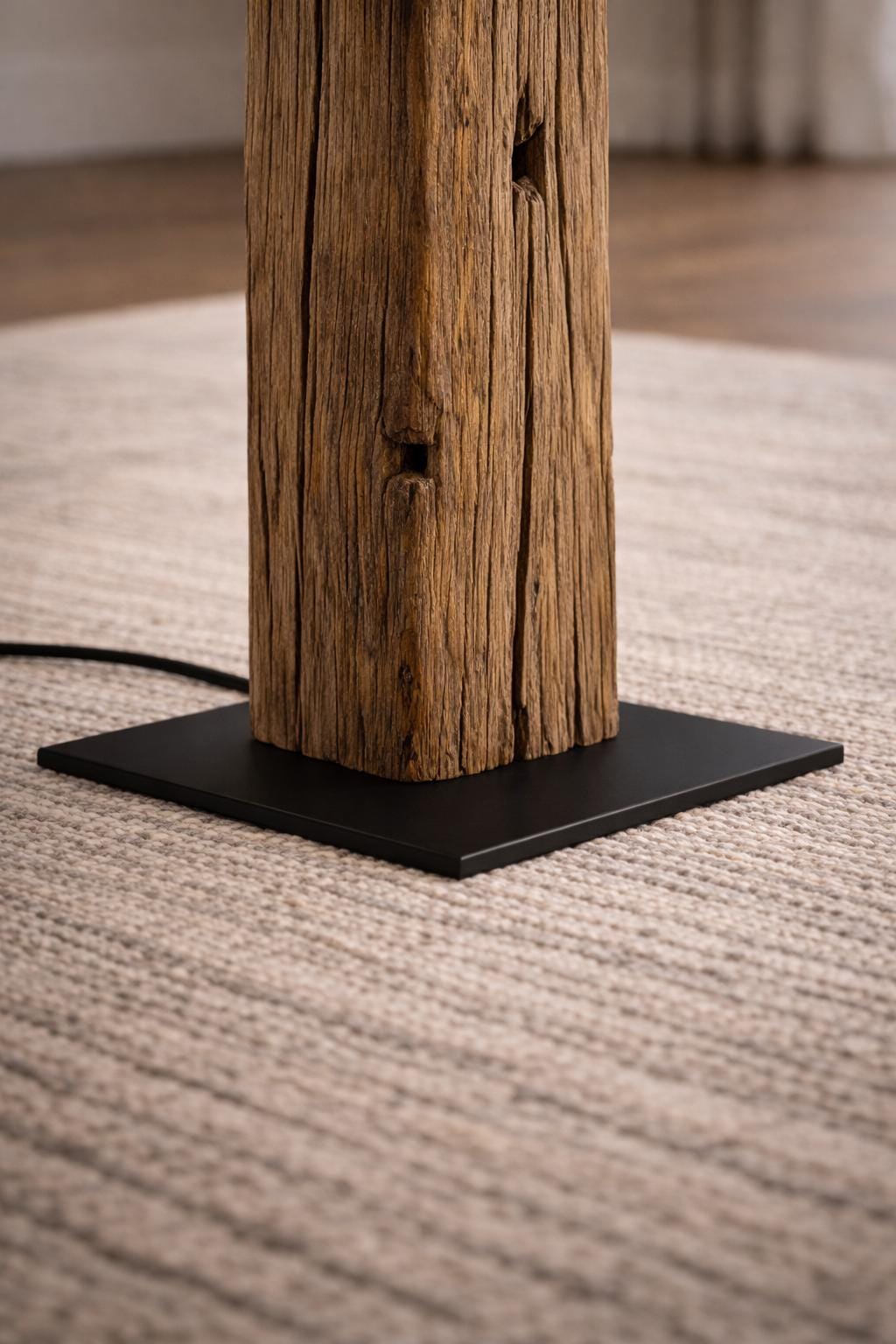 Heritage Reclaimed Oak Floor Lamp | Architectural Aged Beam Lighting | Handcrafted Sculptural Statement Lamp